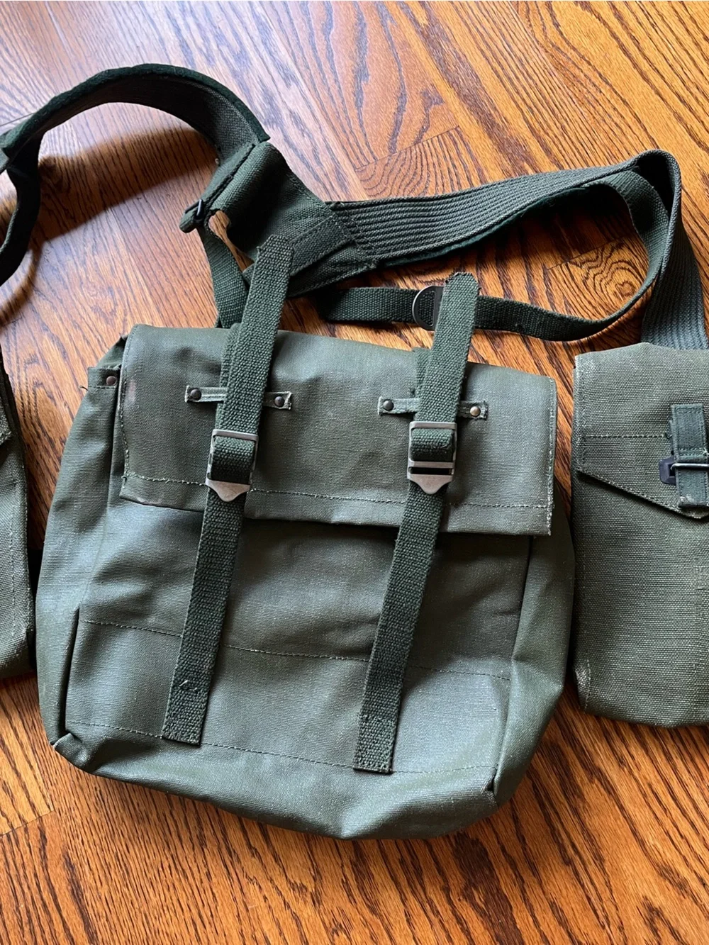 Olive Green Canvas Messenger Actual Military Bag with Adjustable Strap